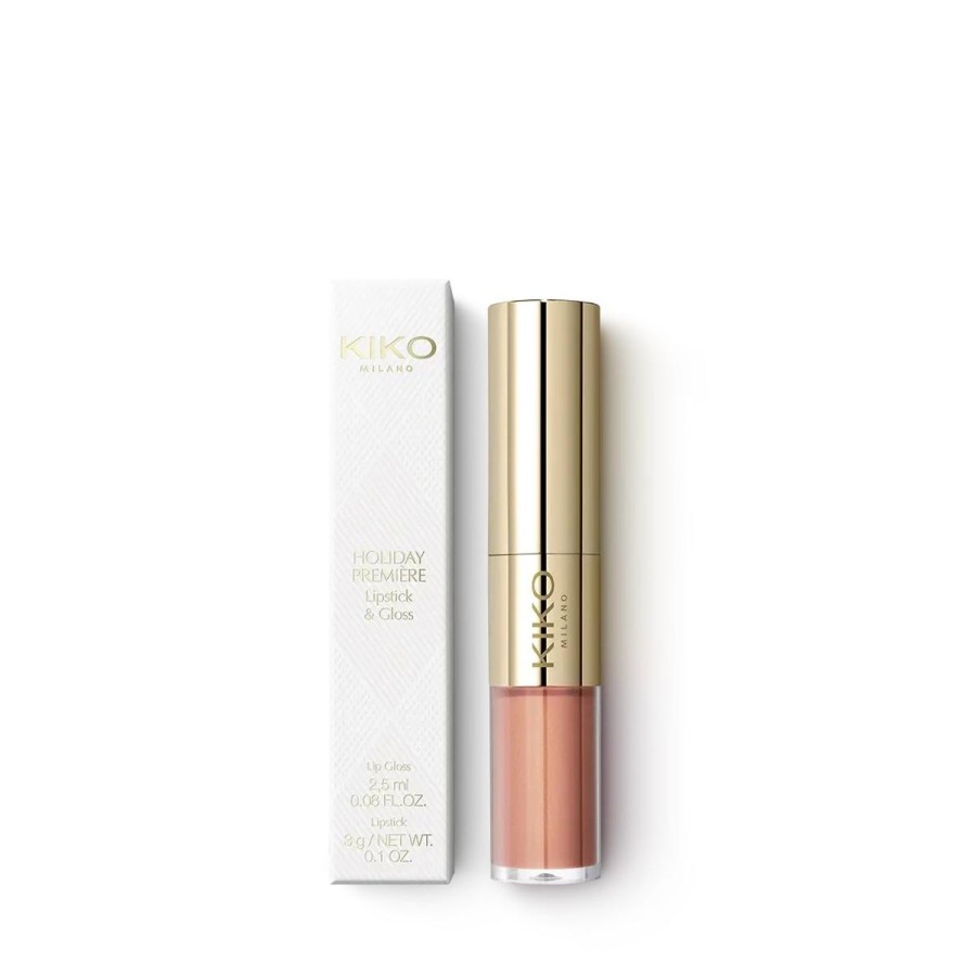 KIKO Milano Lip Gloss | Holiday Premiere Lipstick & Gloss 01 Enchanting Nude